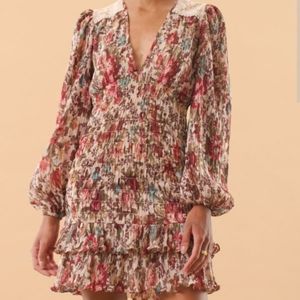 BY TIMO Vintage Floral Plisse Mini Dress sz M